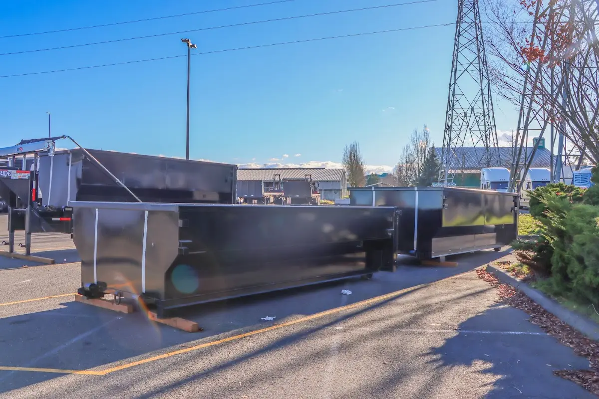 Roll-off dumpster ready for waste disposal at job site for Cleanout Dumpster Rental in Hot Springs
